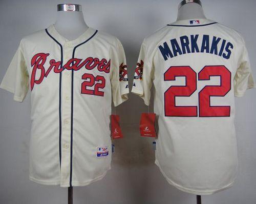 Braves #22 Nick Markakis Cream Alternate Cool Base Stitched MLB Jersey - Click Image to Close